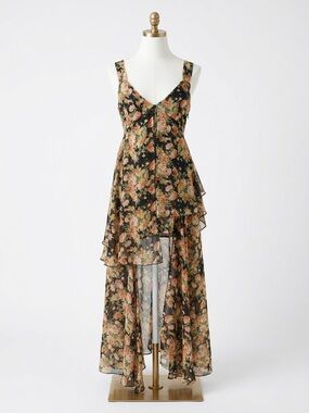 UNIF High-Low Floral Flowy Maxi Dress XS